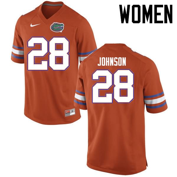 Women's NCAA Florida Gators Kylan Johnson #28 Stitched Authentic Nike Orange College Football Jersey QIX4765KH